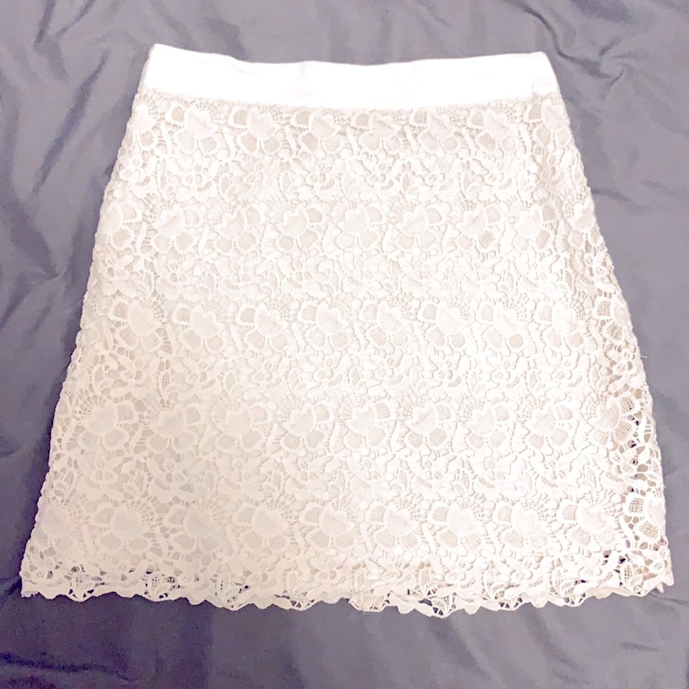 Loft White Lace Mini Skirt